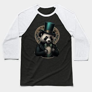 Panda wearing Top Hat Baseball T-Shirt